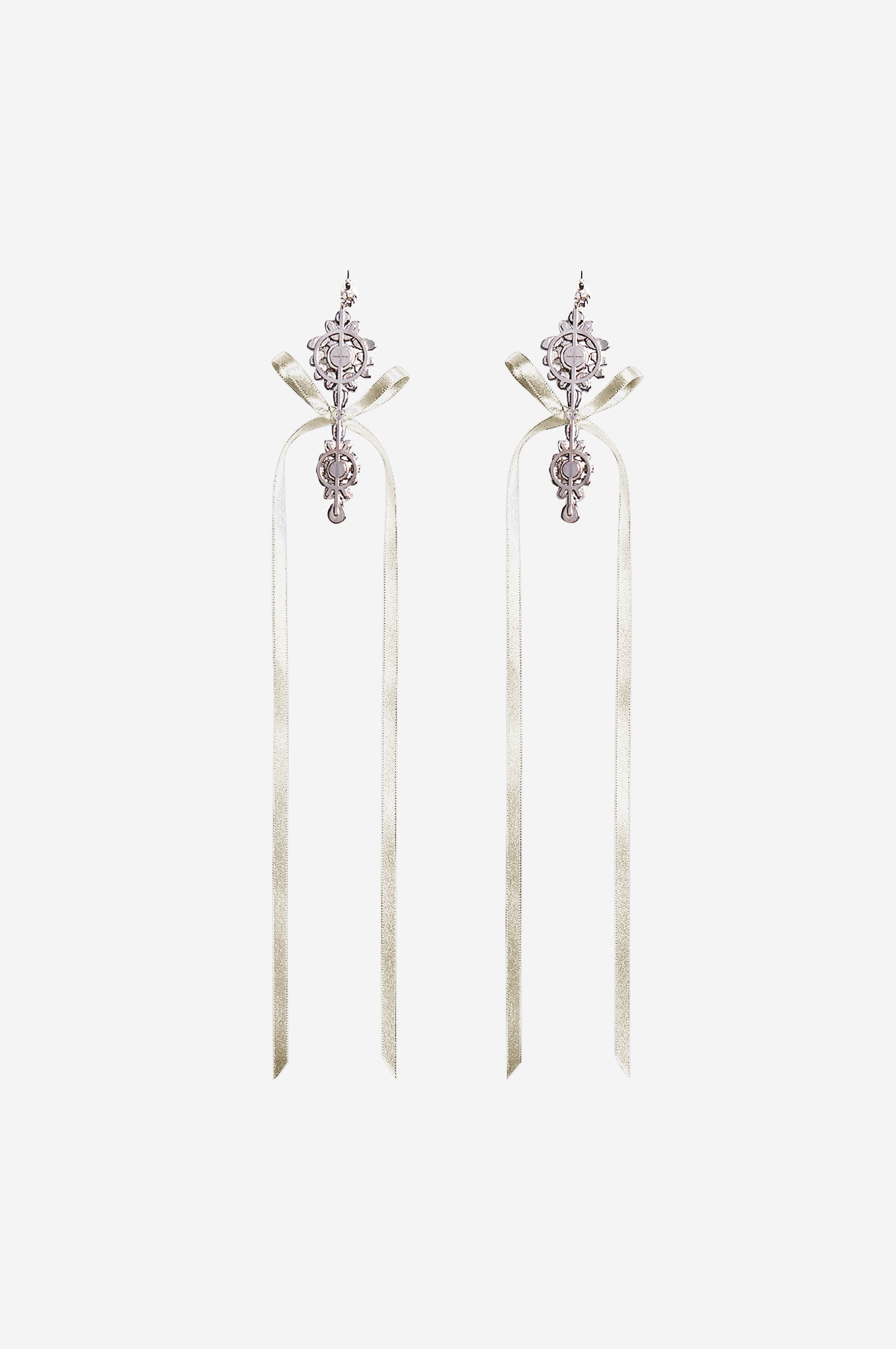 Long Crystal Crest Bow Earrings