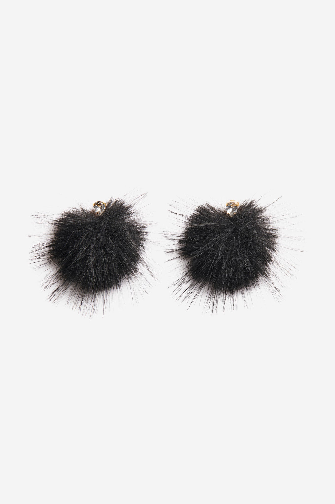 Crystal Stud Pompom Earrings