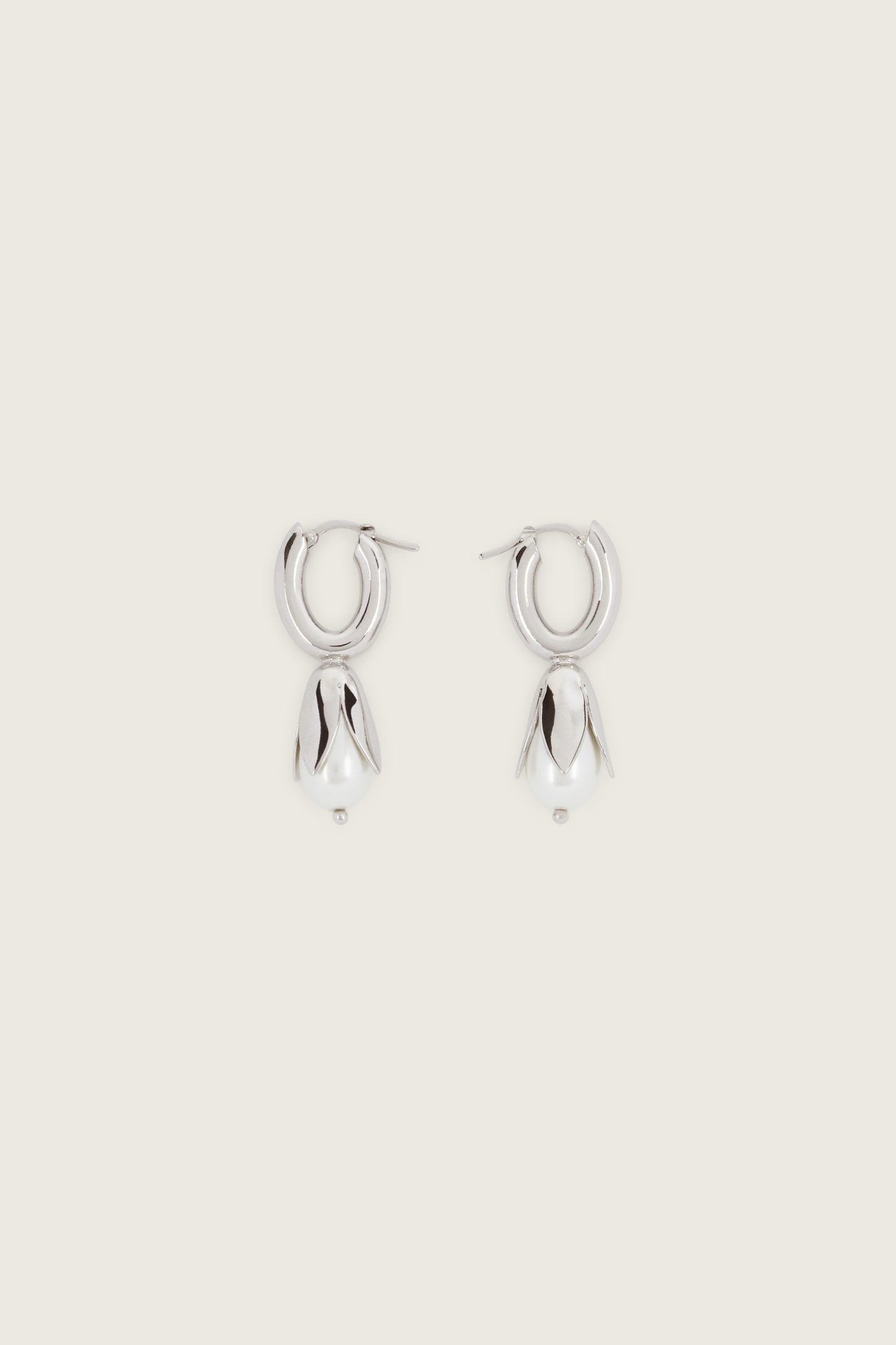 Encased Pearl Flower Earrings