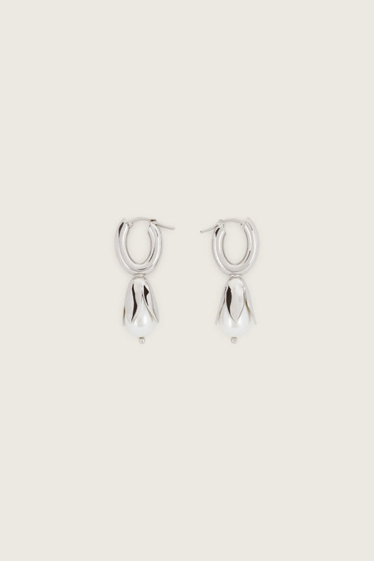 Encased Pearl Flower Earrings
