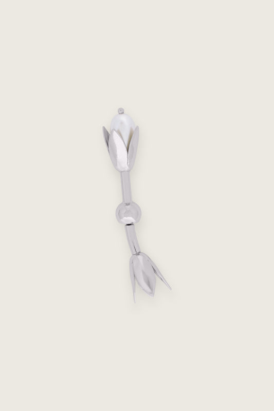 Double Ended Encased Pearl Flower Earring