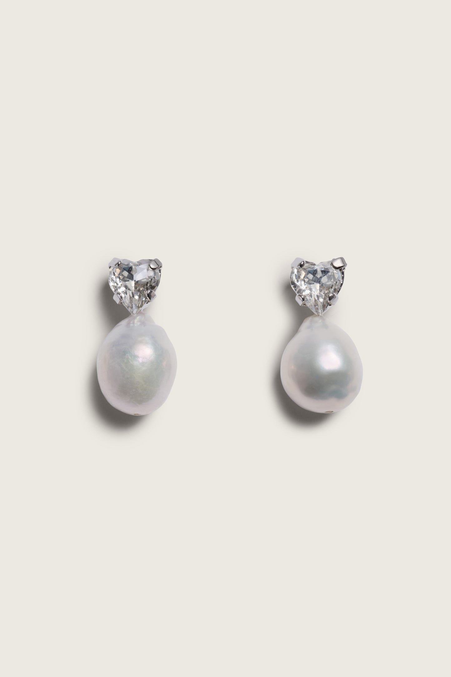 Pearl Heart Crystal Stud Earrings
