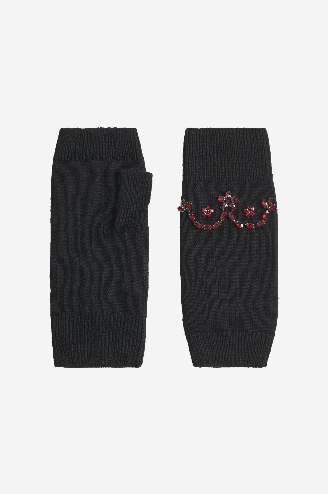 Scallop Embellished Knitted Mittens