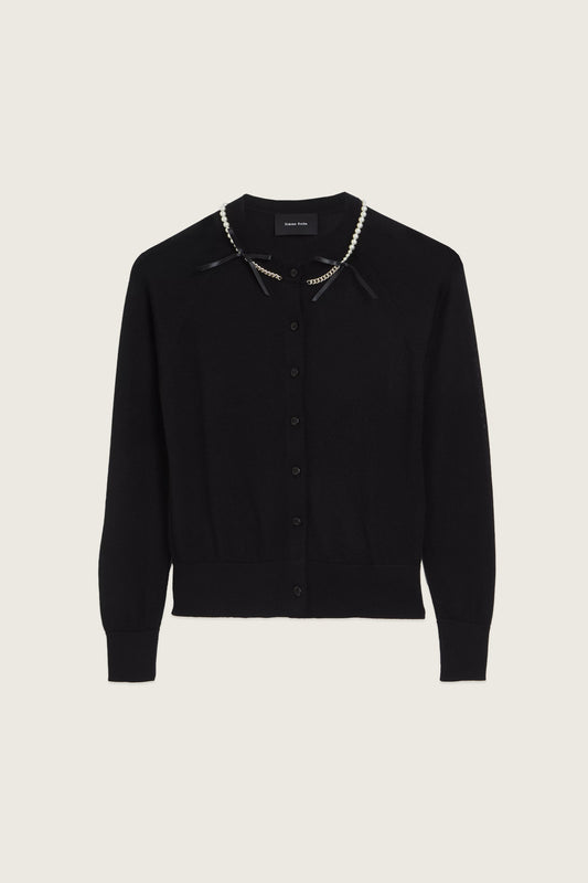 Pearl & Chain Bow Cardigan
