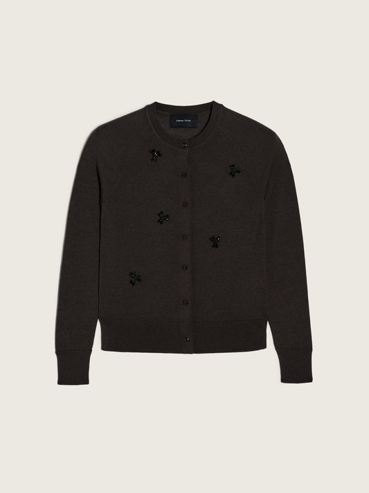 Embellished Classic Merino Silk Cardigan