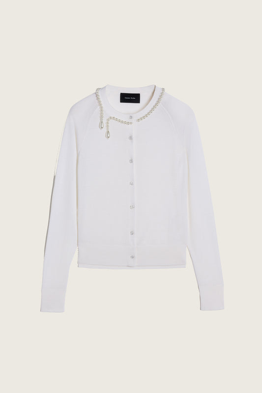 Beaded Classic Merino Silk Cardigan