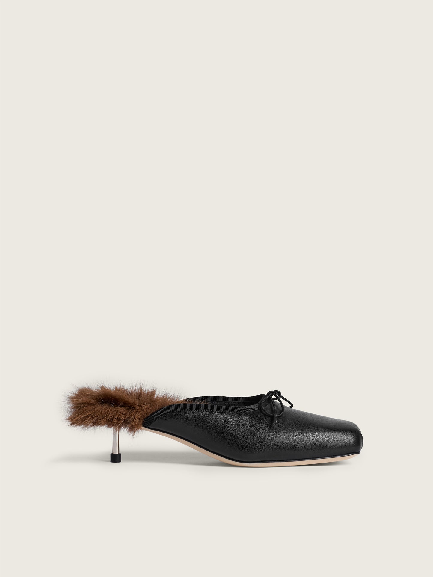 Faux Fur Lined Pointe Mule Heel