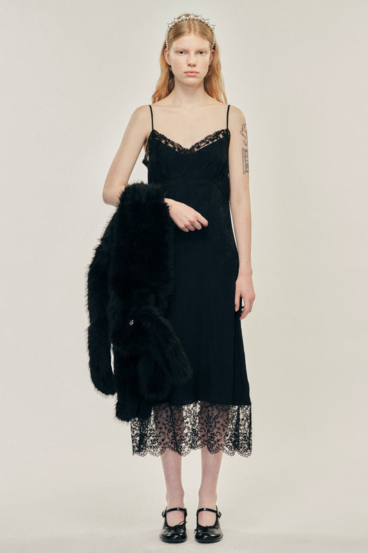 Deep Lace Trim Slip Dress