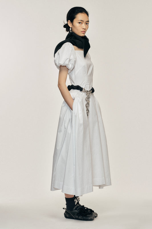 Bow Puff Sleeve Hip Dress