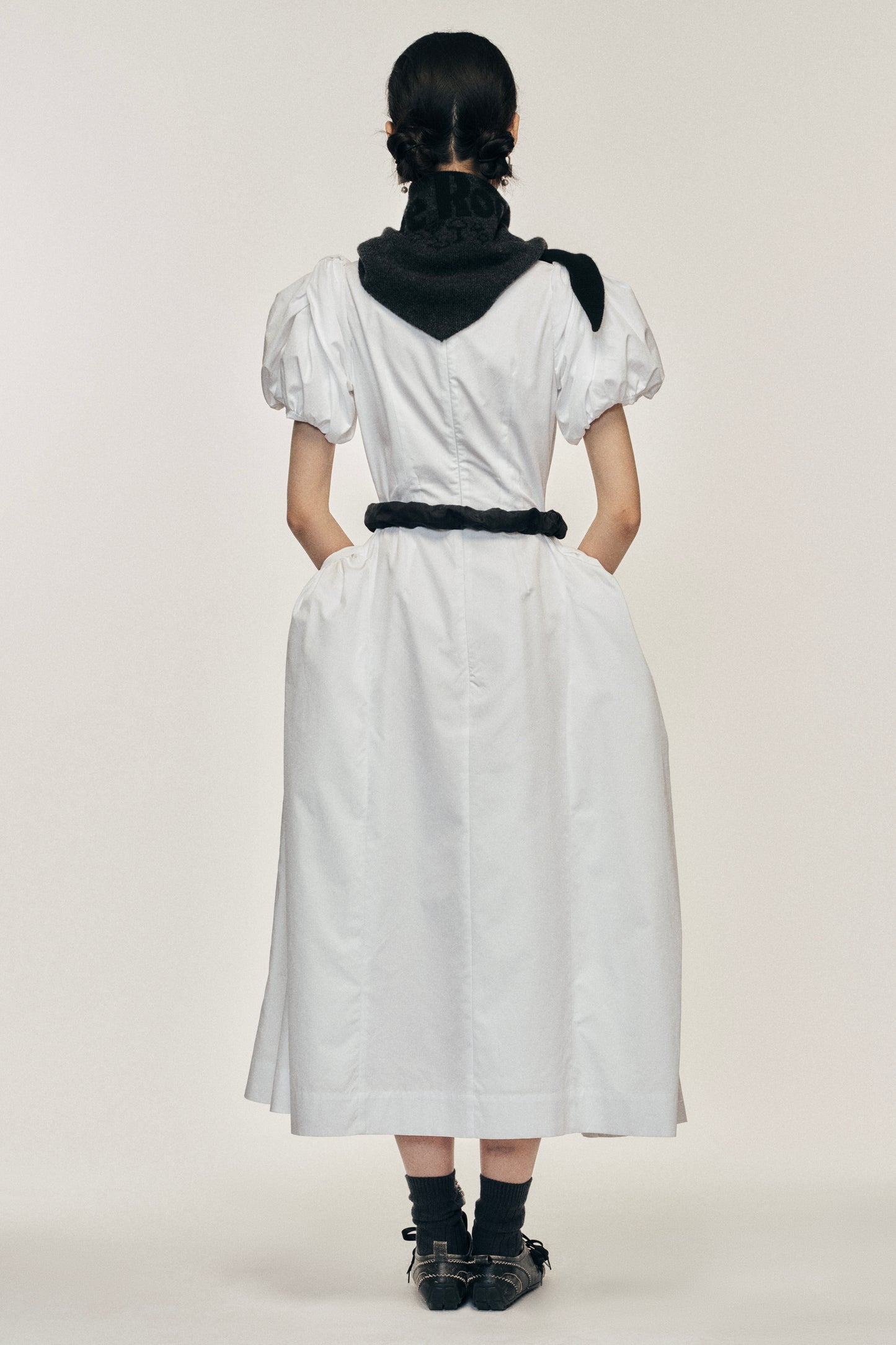 Bow Puff Sleeve Hip Dress