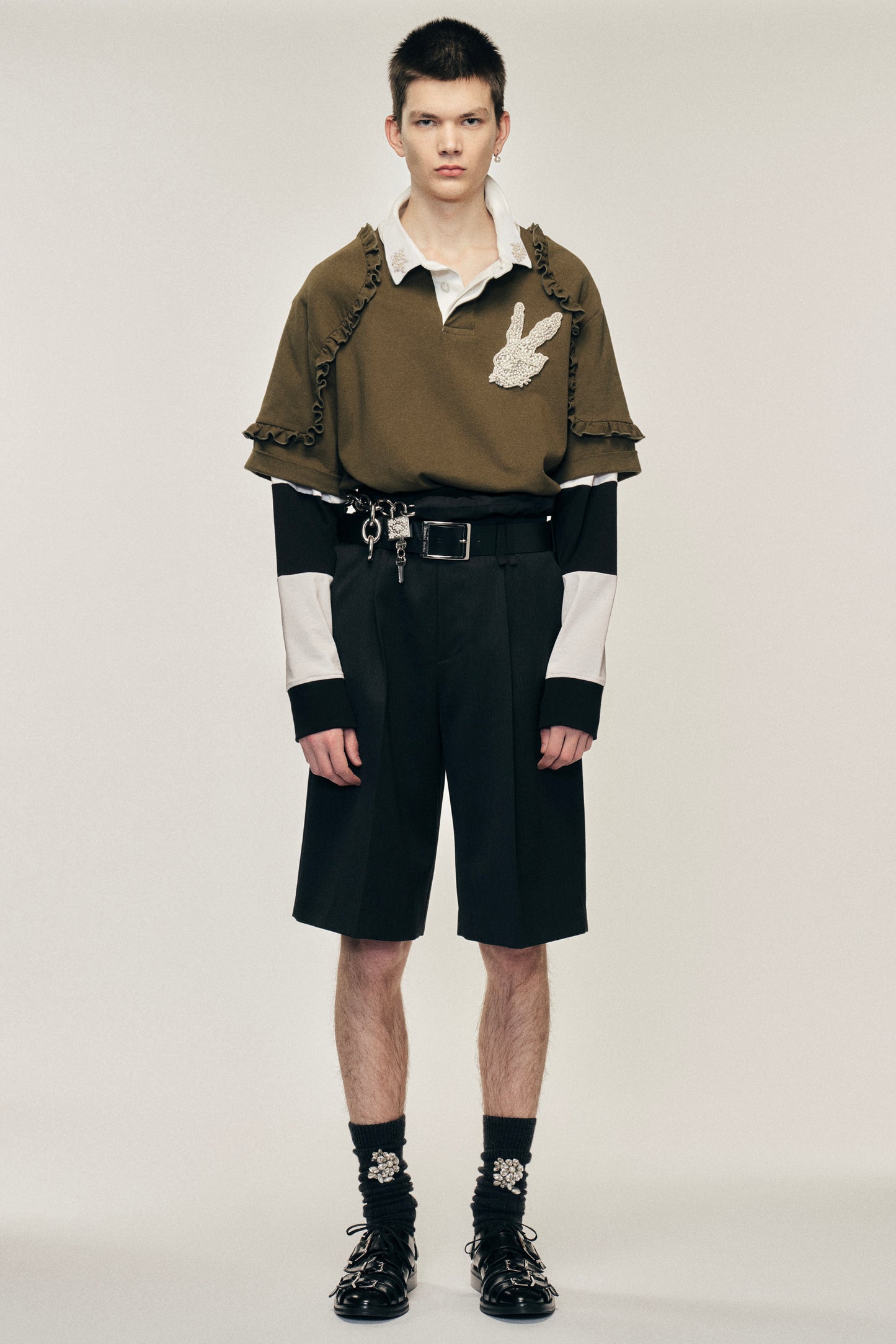 Turbo Embellished Layered Ruffle Rugby Shirt