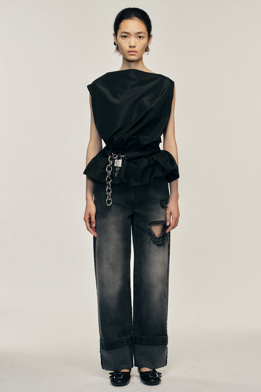 Draped Bind Peplum Top