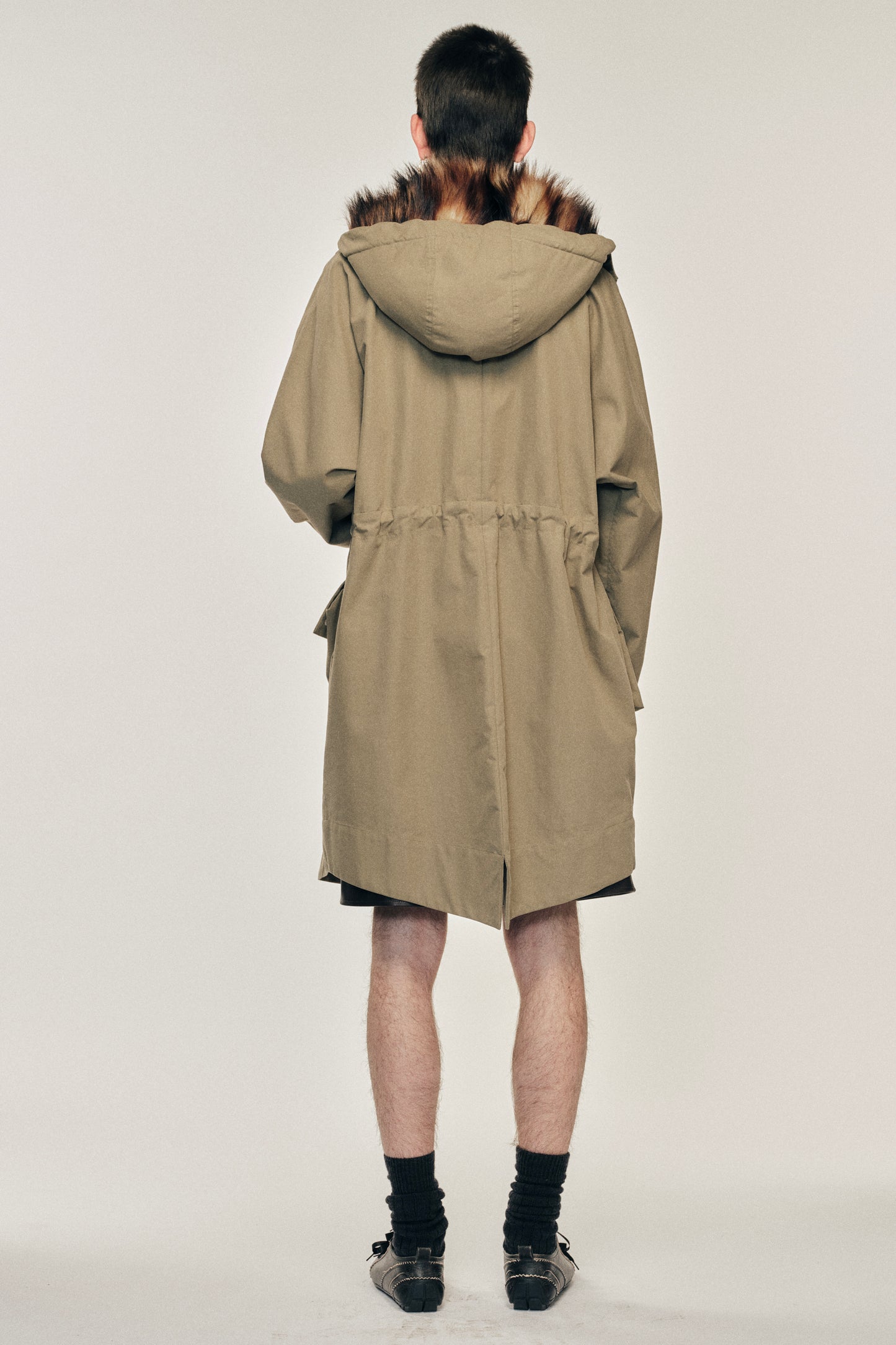 Multi Pocket Faux Fur Lined Parka Coat