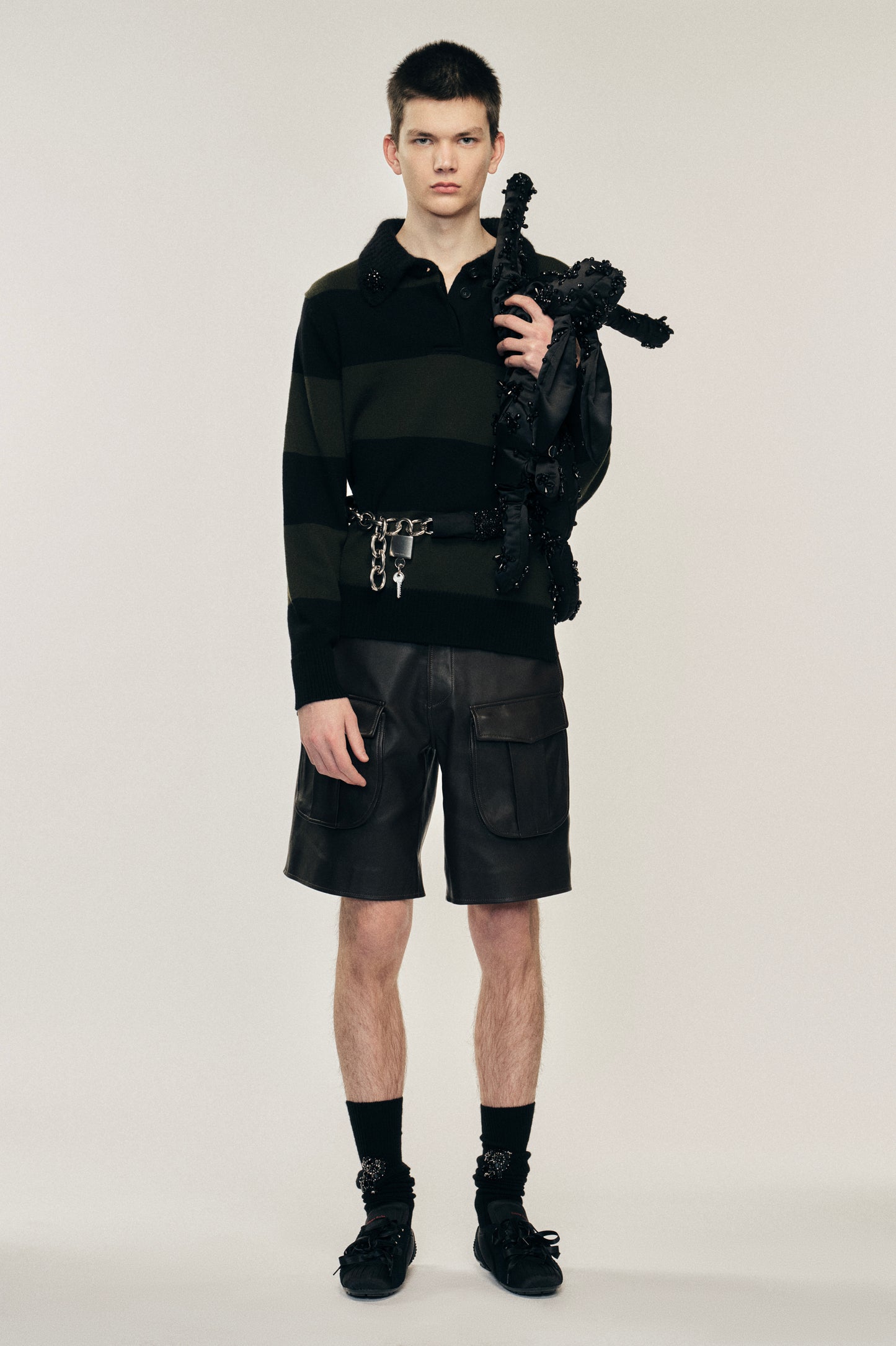Embellished Fuzzy Collar Rugby Jumper