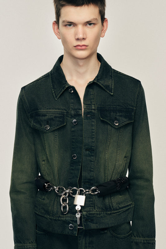 Embellished Sleeve Chain Padlock Belt