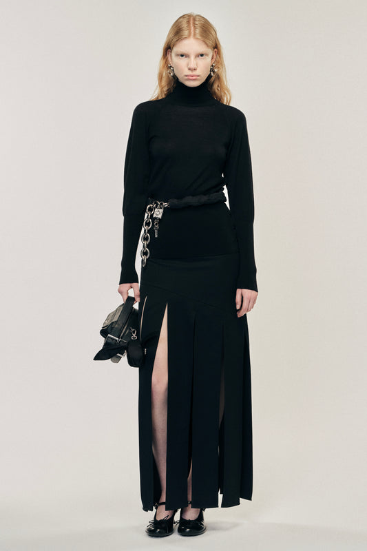 Fitted High Neck Button Placket Jumper