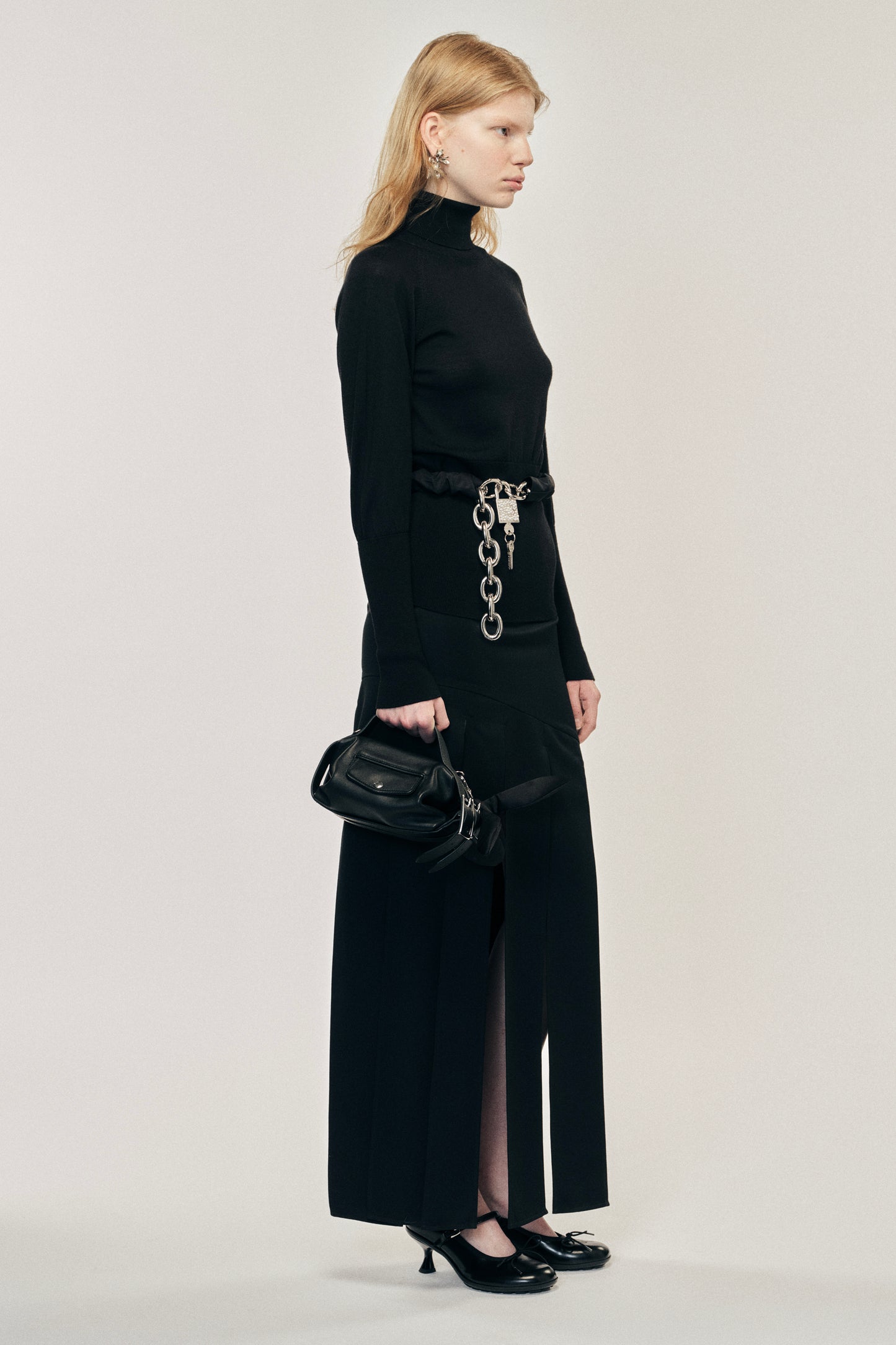 Fitted High Neck Button Placket Jumper