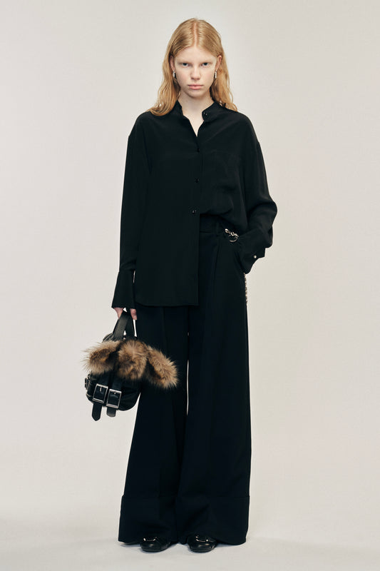 Multi Belt Loop Wide Leg Trousers