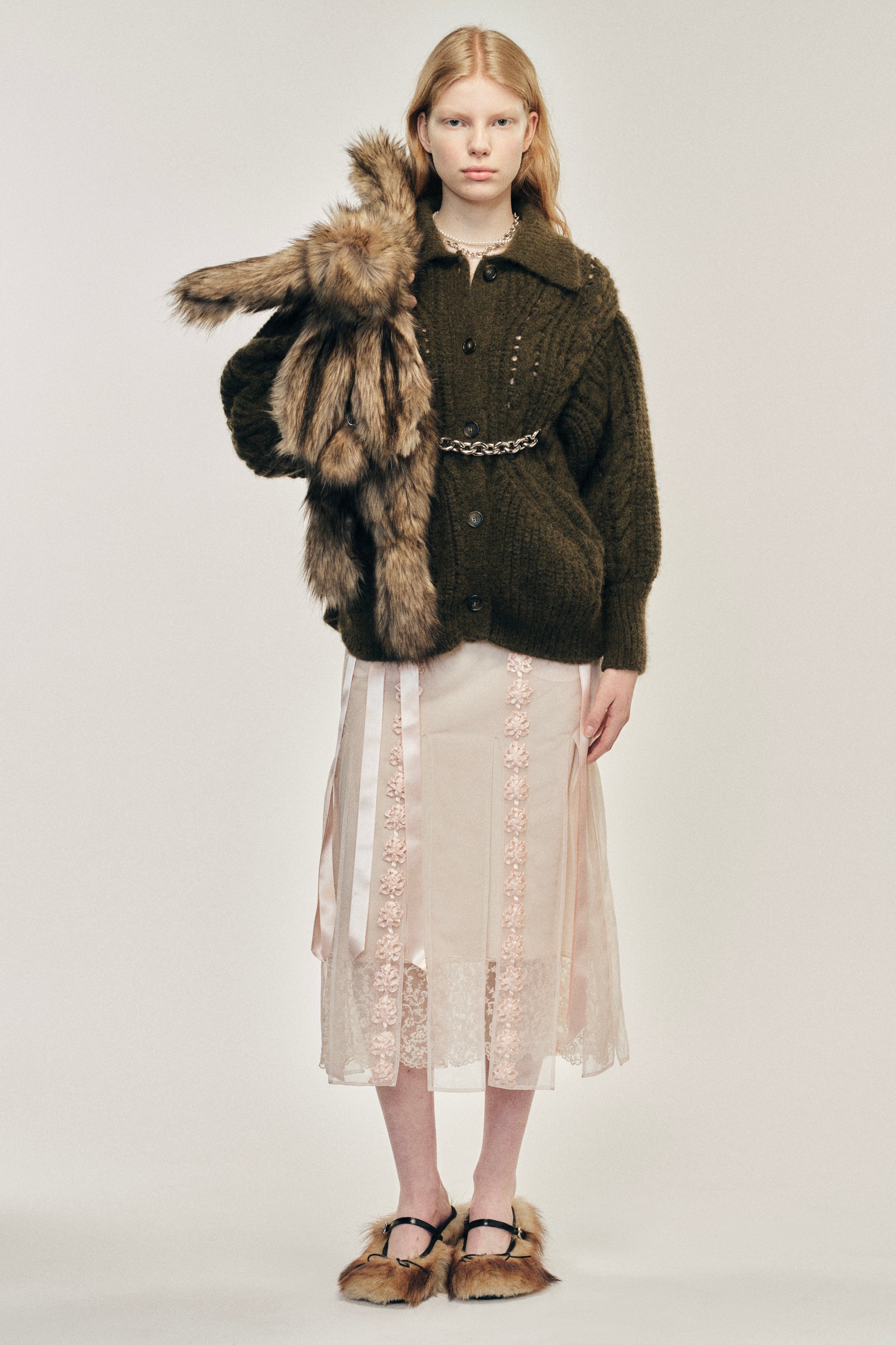 Sculpted Chunky Knit Chain Detail Cardigan – Simone Rocha