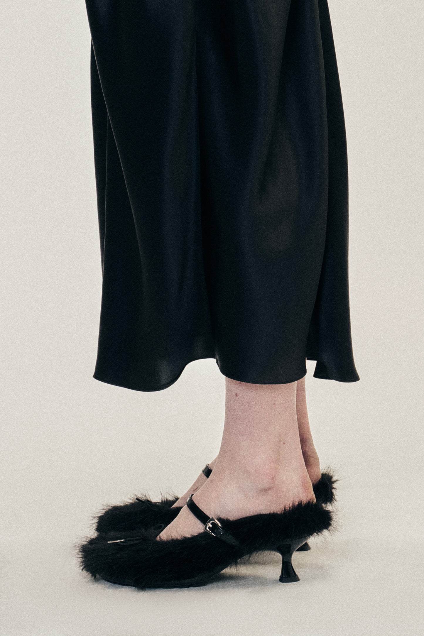 Faux Fur Grip Mule Heel
