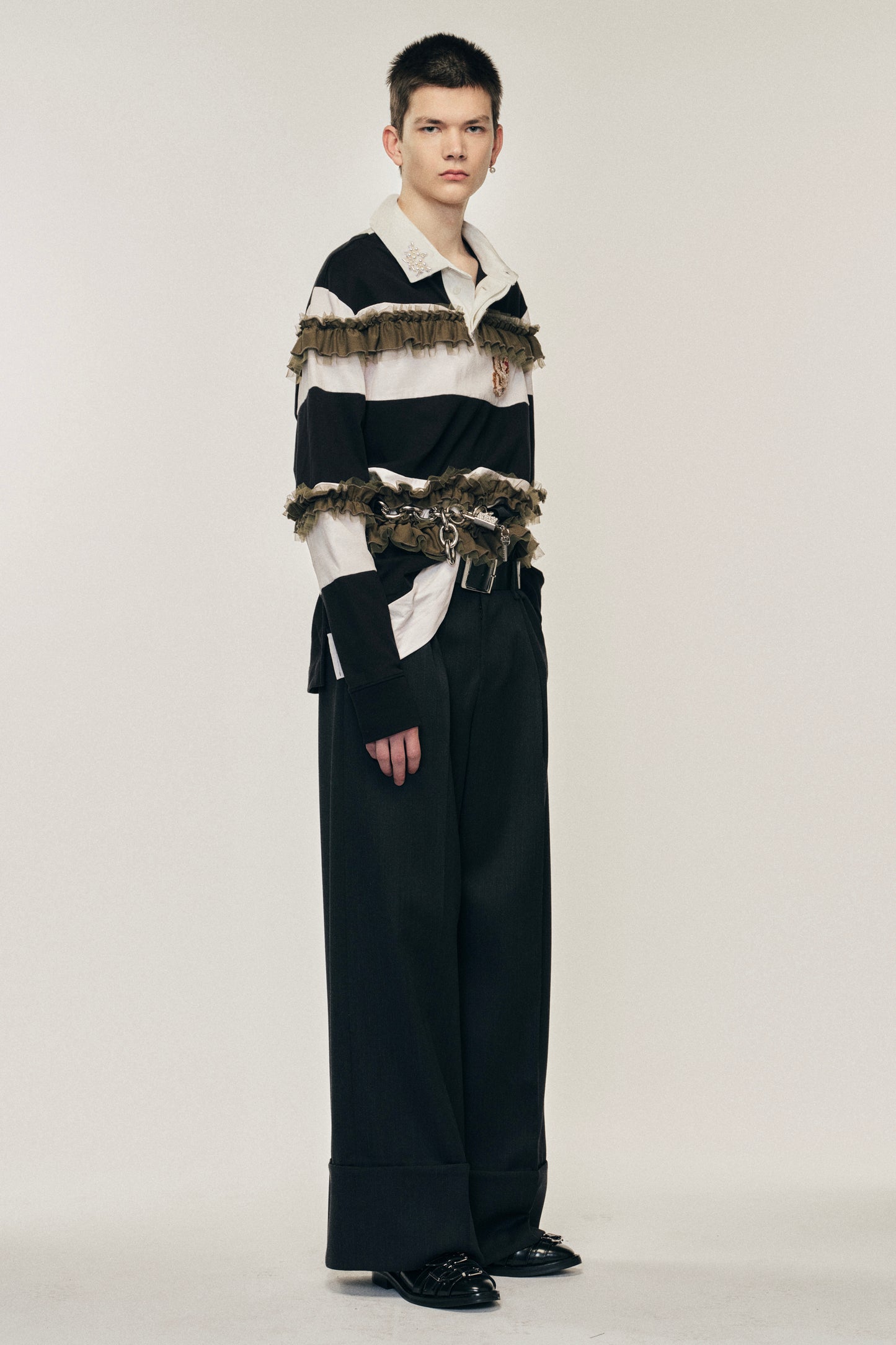 Turbo Embellished Ruffle Rugby Shirt