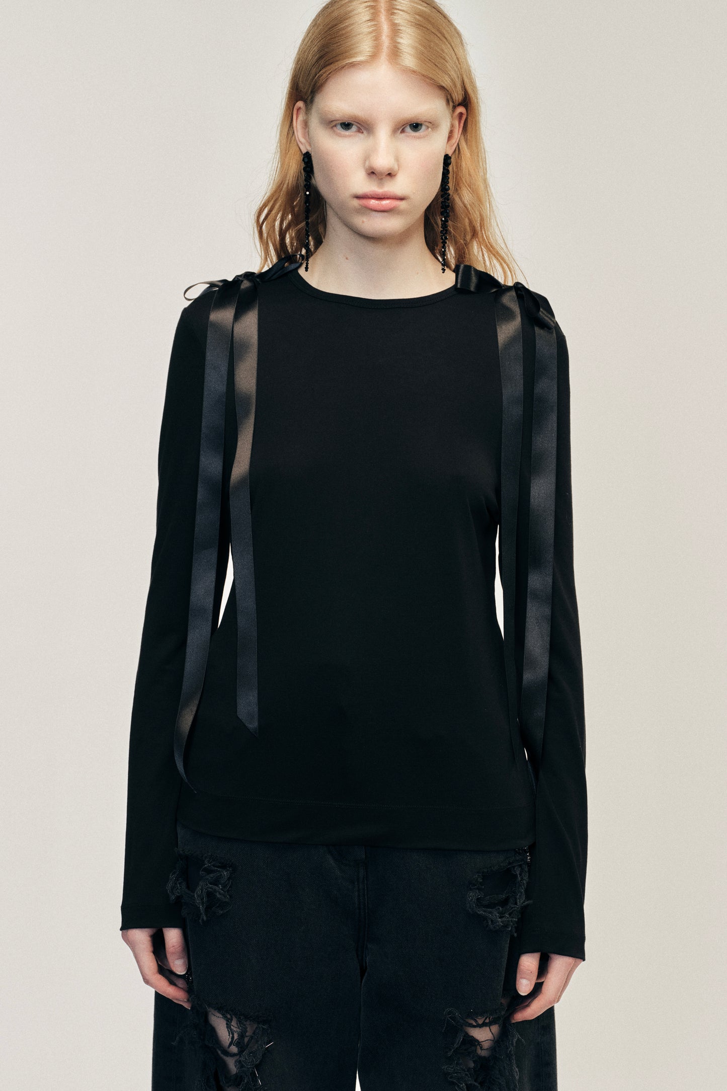 Bow Ribbon Tail Long Sleeve T-Shirt