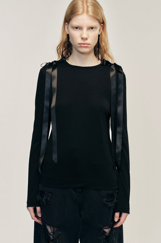 Bow Ribbon Tail Long Sleeve T-Shirt