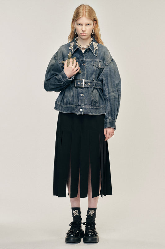 Turbo Embellished Sculpted Belt Detail Jacket