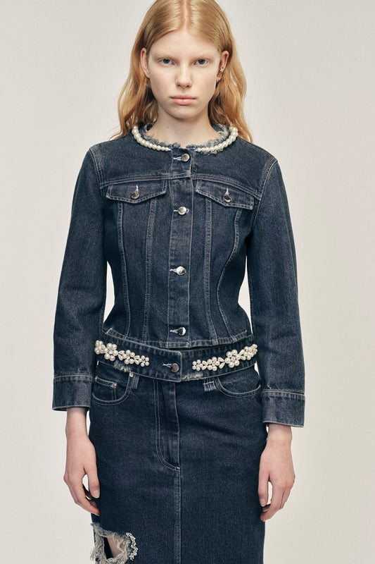 Turbo Embellished Fitted Waist Tail Jacket