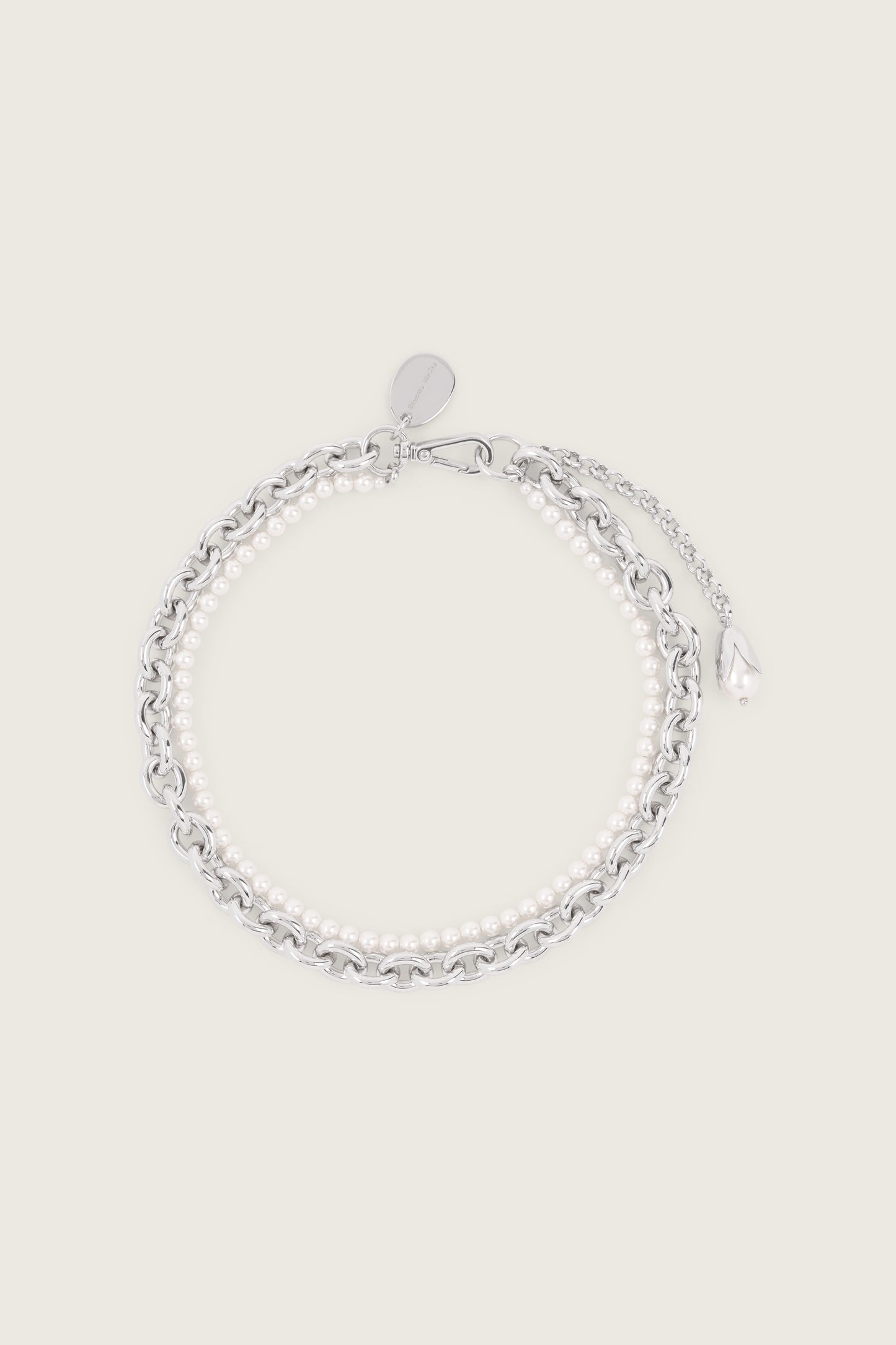 Pearl & Chain Choker Necklace