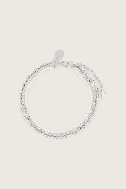 Pearl & Chain Choker Necklace