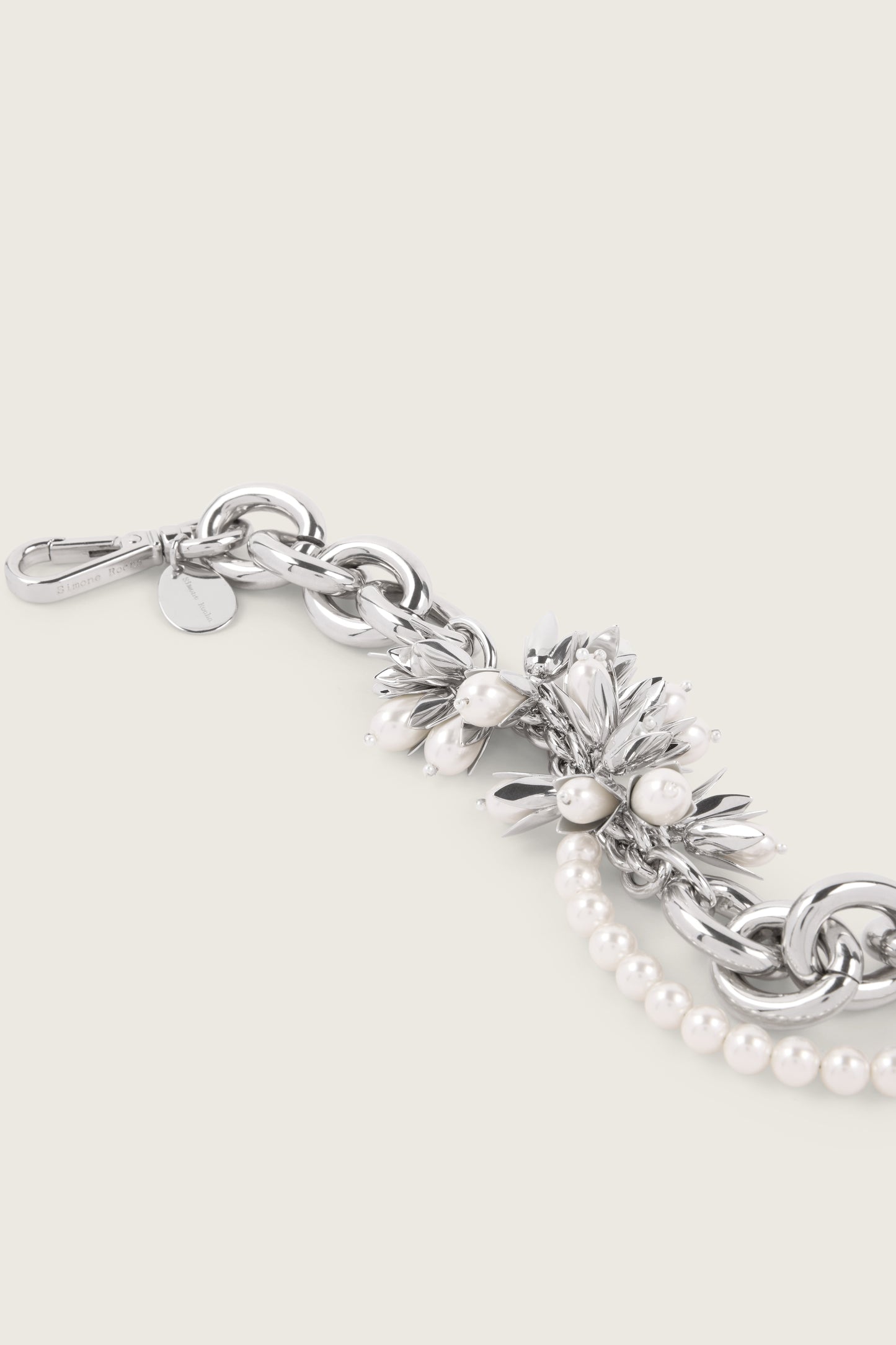 Encased Pearl Flower Cluster Chain Necklace