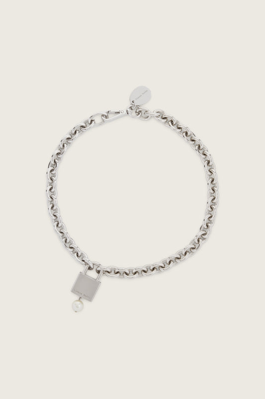 Pearl Padlock Chain Necklace