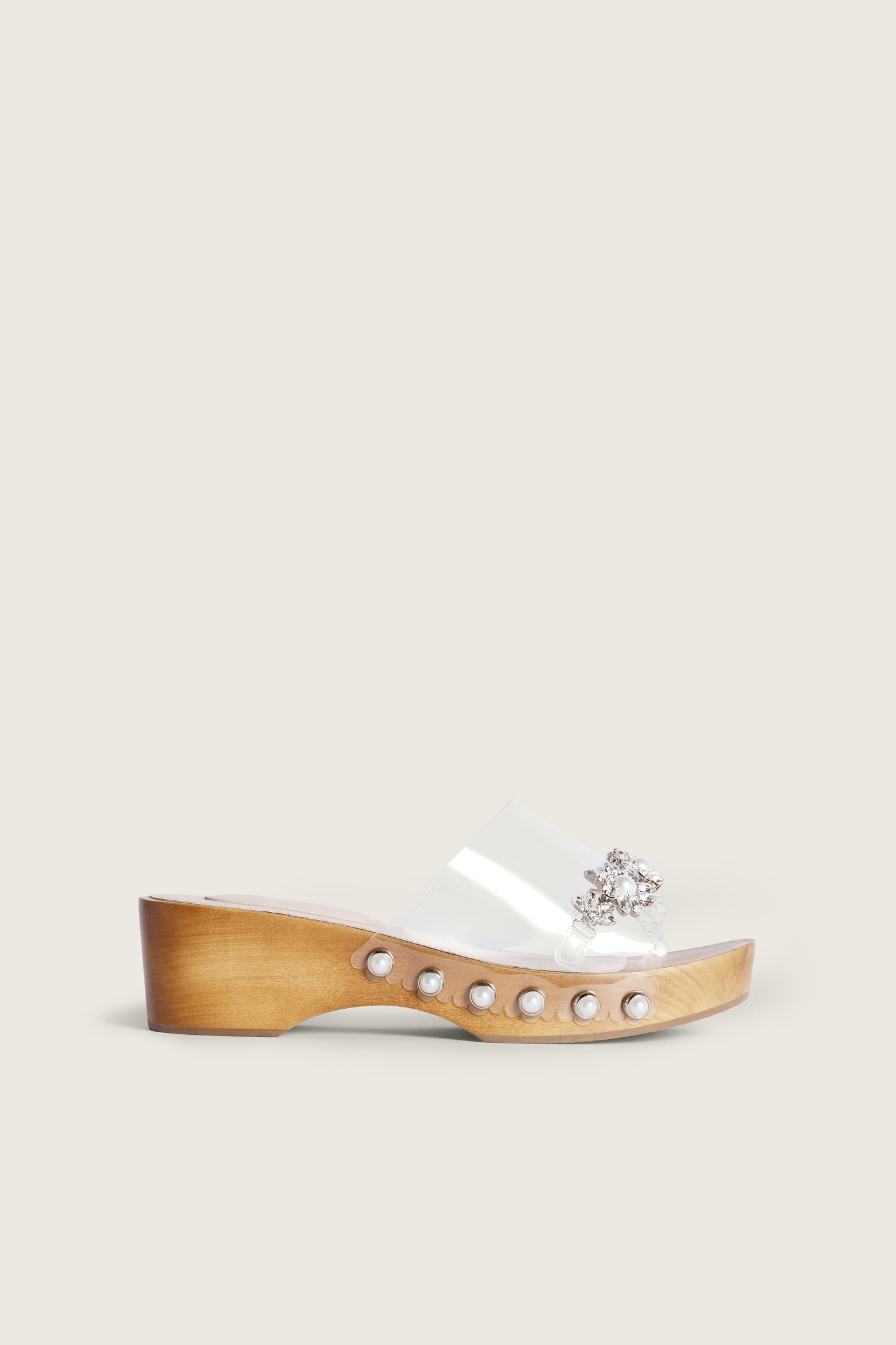 Embellished Scalloped Wooden Clog
