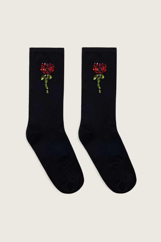 Embellished Flower Socks