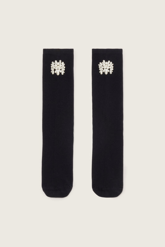 Beaded Flower Cluster Socks