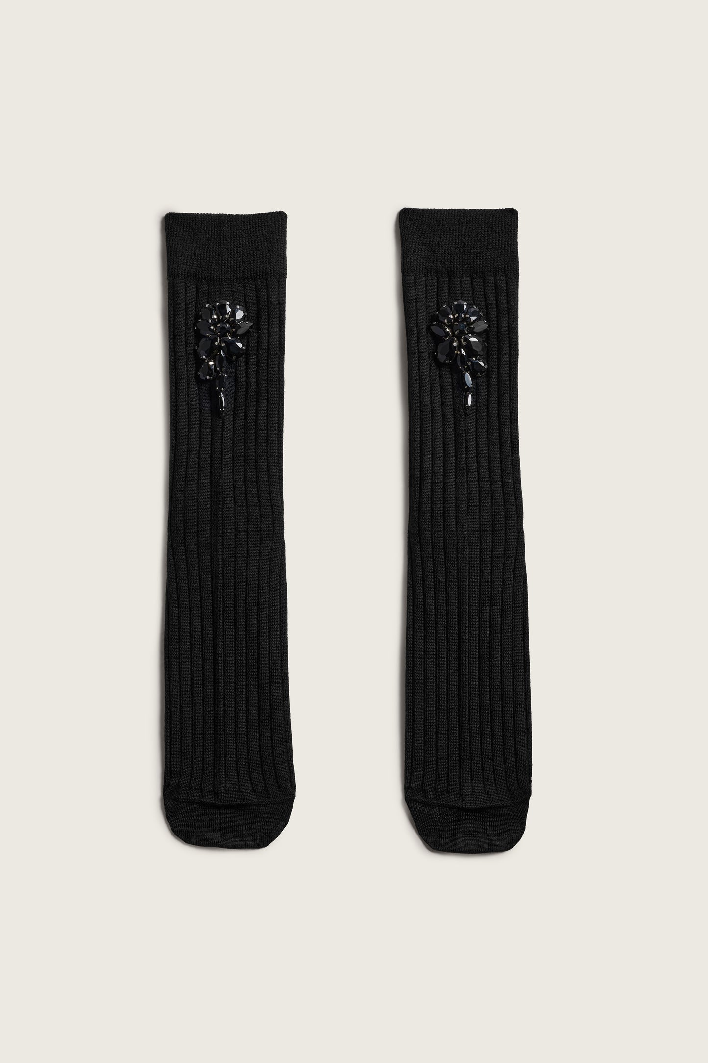 Poppy Crystal Flower Ribbed Ankle Socks