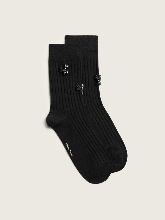 Embellished Merino Silk Ankle Socks