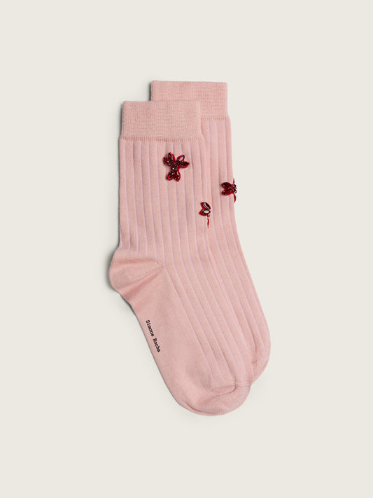 Embellished Merino Silk Ankle Socks