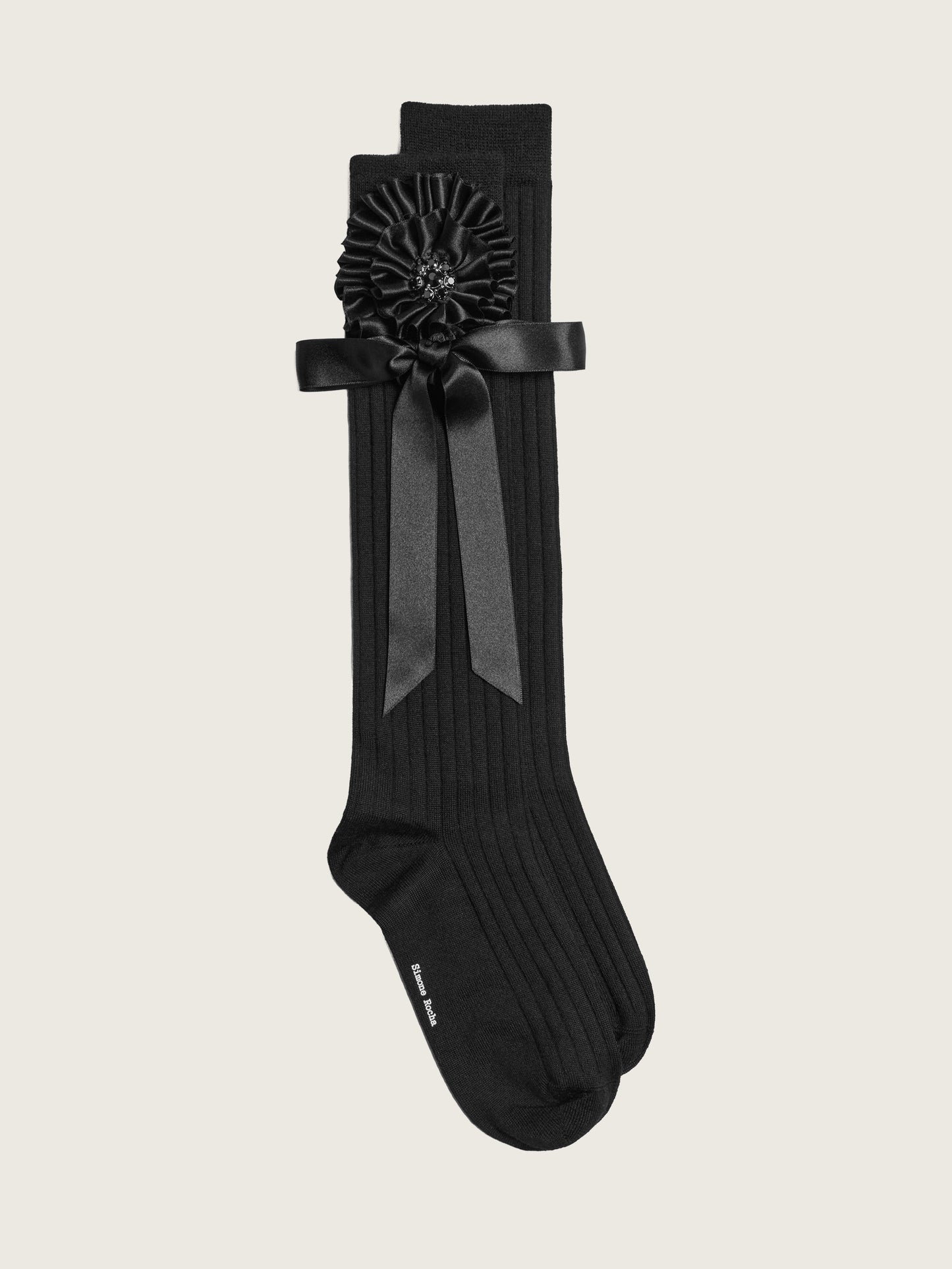 Ribbon Rosette Merino Silk Knee Socks