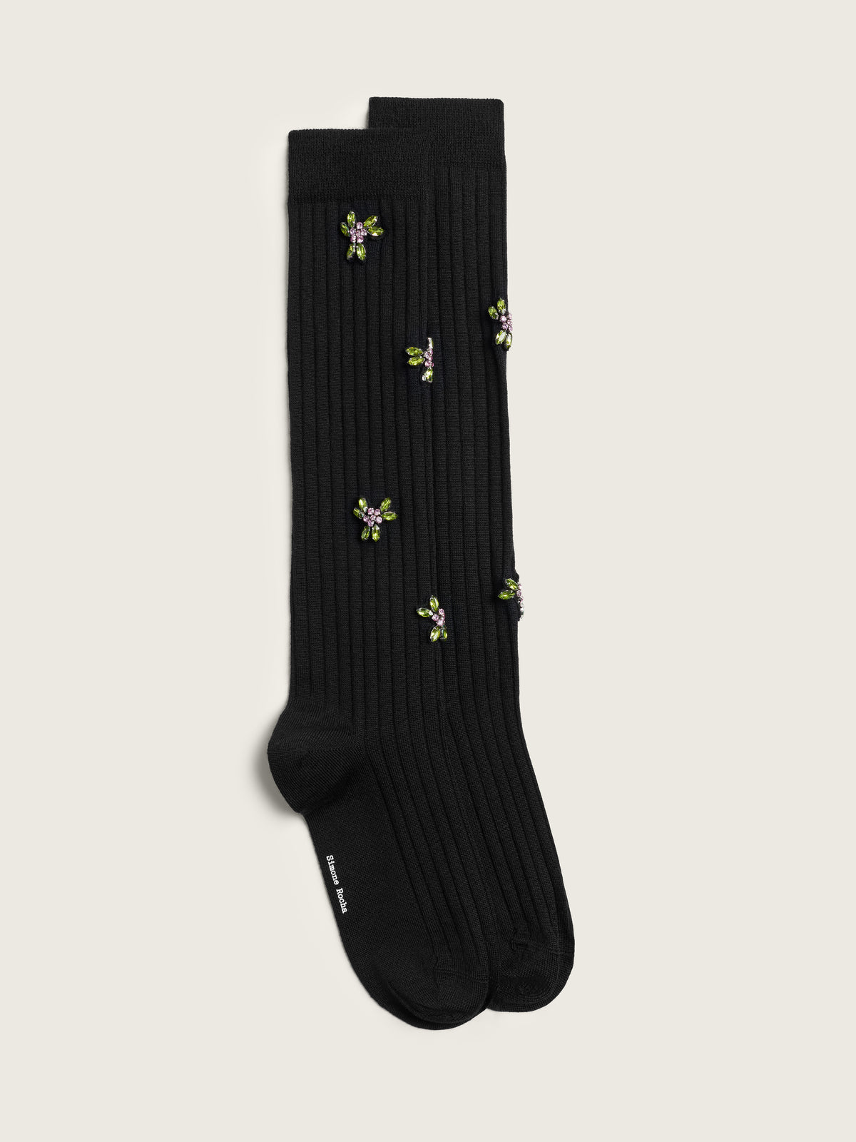 Embellished Merino Silk Knee Socks
