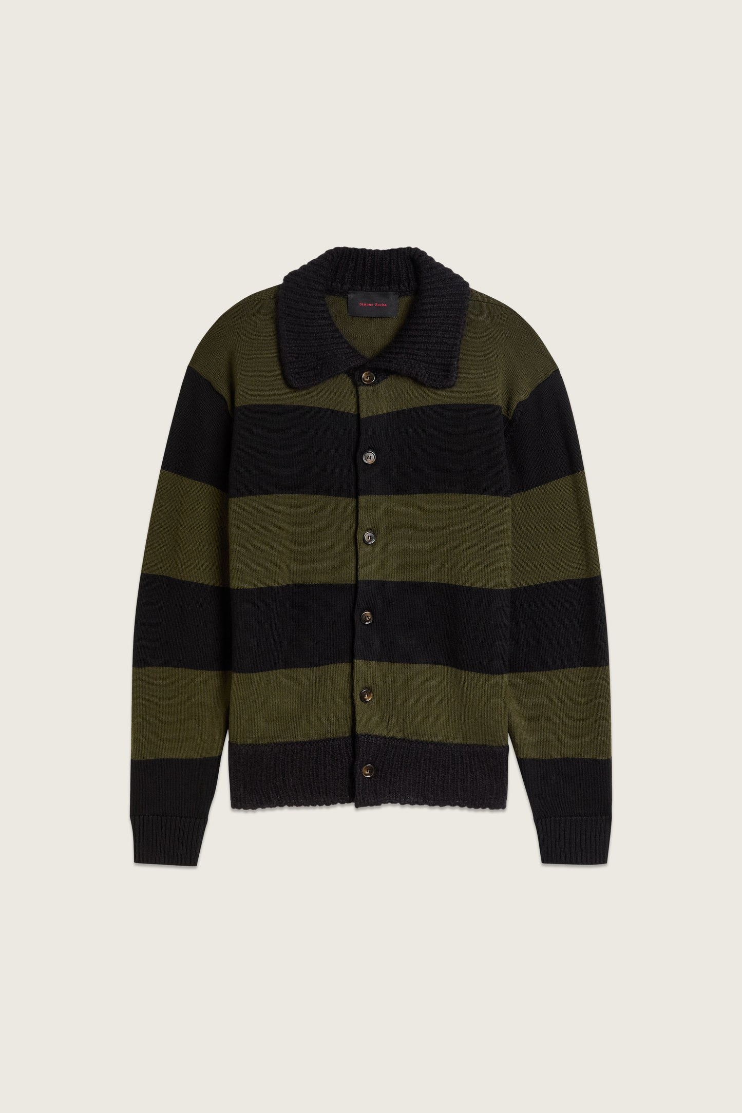 Fuzzy Collar Rugby Cardigan
