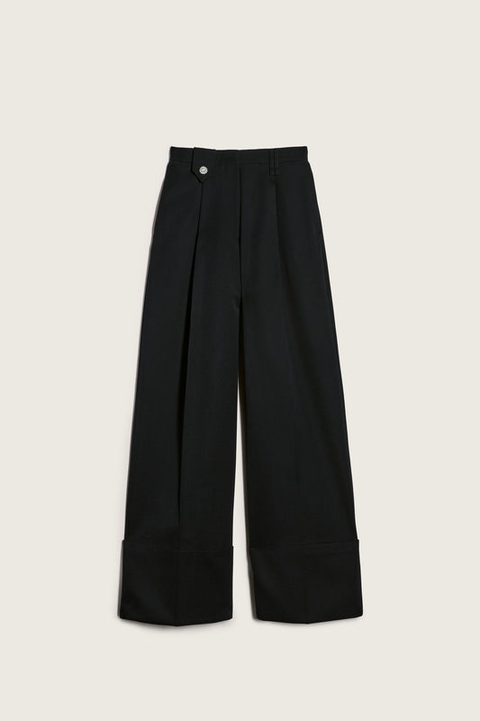 Wide Leg Belt Loop Tab Trousers