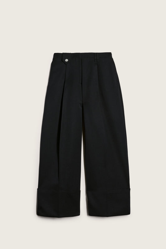 Wide Leg Belt Loop Tab Trousers