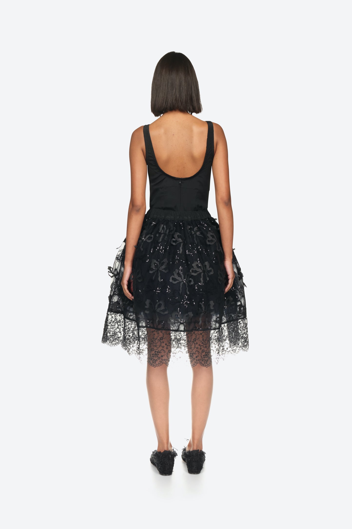 Elasticated Tutu Mini Skirt With Embroidered Overlay & Trim