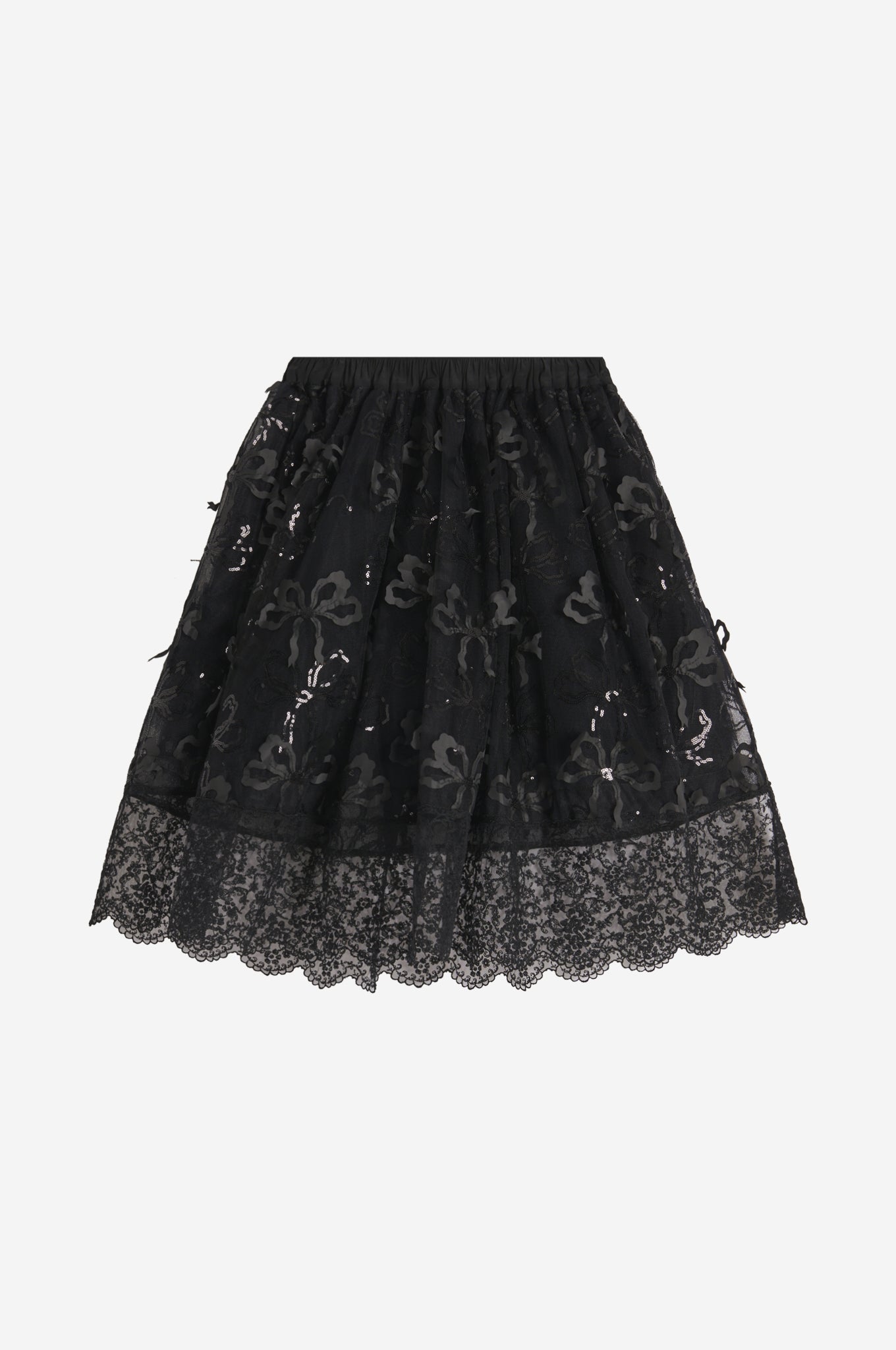 Elasticated Tutu Mini Skirt With Embroidered Overlay & Trim
