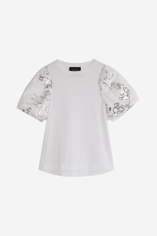 Sequin Tulle Puff Sleeve A-Line T-Shirt